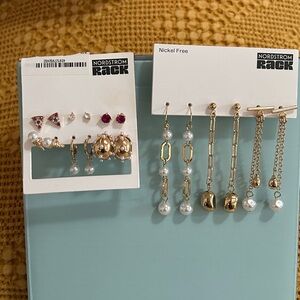 Set of 2 Nordstrom Rack Gold and Pearl Drop Earrings set